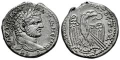 Roman Imperial Caracalla. Seleucis and Pieria. Tetradrachm. 215-217 AD. Antioch. (Prieur-235). (McAlee-688). Anv.: ΑΥΤ Κ Μ Α ΑΝΤΩΝЄΙΝΟC CЄ Β, laureate bust to right. Rev.: ΔΗΜΑ(ΡX ΕΞ V)ΠΑΤΟC ΤΟ Δ, eag