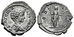 Roman Imperial Geta. Denarius. 200-212 AD. Rome. (Ric-IV 13a). (Bmcre-223). (Rsc-90). Anv.: P SEPT GETA CAES PONT, bare-headed and draped bust to right. Rev.: NOBILITAS, Nobilitas standing facing, hea