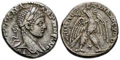 Roman Imperial Elagabalus. Seleucis and Pieria. Tetradrachm. 219 AD. Antioch. (Prieur-249). (McAlee-758). Anv.: AVT K M A ANΤѠNЄINOC CЄB, laureate bust to right, slight drapery on far shoulder. Rev.: 