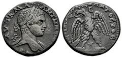 Roman Imperial Elagabalus. Seleucis and Pieria. Tetradrachm. 219 AD. Antioch. (Prieur-270). Anv.: ΑVΤ Κ Μ Α ... ΑΝΤHΝ(ΕΙΝΟ-C CEB). Laureate bust to right, with slight drapery over his far shoulder. Re