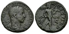 Roman Imperial Severus Alexander. Unit. 226 AD. Rome. (Ric-442 var.). (Bmcre-361). (C-282 var.). Anv.: IMP CAES M AVR SEV ALEXANDER AVG. Laureate, draped and cuirassed bust to right. Rev.: PM TR P V C