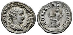 Roman Imperial Gordian III. Antoninianus. 240 AD. Rome. (Ric-38). Anv.: IMP CAES M ANT GORDIANVS AVG, radiate, draped and cuirassed bust to right. Rev.: ROMAE AETERNAE, Roma, helmeted and in military 