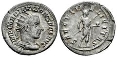 Roman Imperial Gordian III. Antoninianus. 242-244 AD. Antioch. (Ric-216). (Rsc-319). Anv.: IMP GORDIANVS PIVS FEL AVG, radiate and cuirassed bust to right. Rev.: SAECVLI FELICITAS, emperor standing to