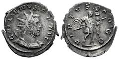 Roman Imperial Gallienus. Antoninianus. 257 AD. Colonia Agrippinensis. (Ric-V 1 58). (Seaby-1309). Anv.: GALLIENVS P F AVG. Radiate, draped and cuirassed bust to right. Rev.: VIRTVS AVGG. Emperor stan