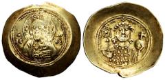 Byzantine Empire Michael VII Ducas. Histamenon nomisma. 1071-1078 AD. Constantinople. (Doc-2a). (Sear-1868). Anv.: Half-length bust of Christ Pantokrator facing; IC-XC across fields. Rev.: ⧾ MIXAHΛ RA