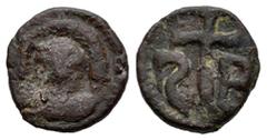 Visigothic Coins Visigothic Coins. Nummus. Second half of the century VII. Ispali (Sevilla). (Crusafont-Group B, type 16). Anv.: Bust from the front with an arch that symbolizes the hair and an opposi