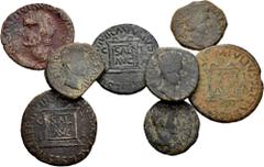 Large Lots Lot of 8 coins from the ILICI mint (Elche). Different types minted in the times of Augustus and Tiberius. Ae. TO EXAMINE. Almost F/Almost VF. Est...120,00. Spanish description: Lote de 8 mo