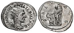 Roman Imperial Philip I. Antoninianus. 244 d.C. Rome. (Ric-IV 46b). (Rsc-205). Anv.: IMP M IVL PHILIPPVS AVG, radiate, draped, and cuirassed bust to right. Rev.: SALVS AVG, Salus standing to left, fee