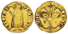 Carlos II, el Malo (1349-1387) Charles II, the Bad (1349-1387). Florin. Mark: Eagle head. (Ros-p. 161). (Cru V.S-240). (Fried-37a). Anv.: S·IOHA-NNES·B (Eagle head). Saint John the Baptist standing in