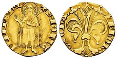 Carlos II, el Malo (1349-1387) Charles II, the Bad (1349-1387). Florin. Mark: Eagle head. (Ros-p. 161). (Cru V.S-240). (Fried-37a). Anv.: S·IOHA-NNES·B (Eagle head). Saint John the Baptist standing in