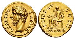 Roman Imperial NGC - XF 5/5, 3/5 | Aelius. Aureus. 136-138 AD. Rome. (Ric-II.3, 2707). (Calicó-1445). Anv.: L•AELIVS CAESAR, bare head to left. Rev.: TRIB POT COS II, Concordia seated to left, holding