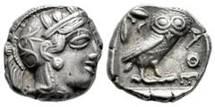Greek Coins Attica. Athens. Tetradrachm. 454-404 BC. (Kroll-8). (Sng Cop-31). (Hgc-4, 1597). Anv.: Head of Athena to right, wearing crested Attic helmet ornamented with three olive leaves above visor 