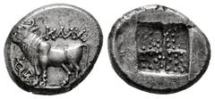 Greek Coins Bithynia. Kalchedon. Drachm. 367-340 BC. (Hgc-7, 511). (SNG von Aulock-487/8). (Sng Black Sea-104). Anv.: KAΛX, bull standing to left on grain ear; to left, kerykeion and ΔA monogram. Rev.