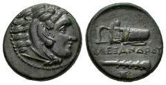 Greek Coins Kingdom of Macedon. Alexander III, "The Great". AE 17. 336-323 BC. Uncertain mint in Macedon. (Price-325). (Müller-951). (Hgc-3.1, 926a). Anv.: Head of Herakles to right, wearing lion skin