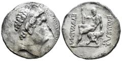 Greek Coins Greco-Baktrian Kingdom. Euthydemos I Theos Megas. Tetradrachm. 215-210 BC. Mint B. "Baktra". (Sng Ans-136). (Bopearachchi-9A). (Hgc-12.42). Anv.: Diademed head to right. Rev.: Herakles sea