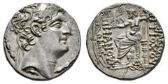 Greek Coins Seleukid Kingdom. Antiochos VIII Epiphanes. Tetradrachm. 109-96 BC. Antioch on the Orontes. (SC-2309.2i). (Hgc-9,1200). Anv.: Diademed head to right. Rev.: Zeus Nikephoros seated to left, 
