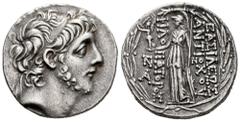 Greek Coins Seleukid Kingdom. Antiochos IX Eusebes Philopator Kyzikenos. Tetradrachm. 113/12 BC. First reign at Antioch on the Orontes. (SC-2363b). (SNG Spaer-2679). (Hgc-9, 1228i). Anv.: Diademed hea