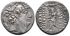 Greek Coins Seleukid Kingdom. Philip I Philadelphos. Tetradrachm. 88-75 BC. Antioch on the Orontes. (SC-2463). (Hgc-9,1319). Anv.: Diademed head to right. Rev.: Zeus Nikephoros seated to left on thron