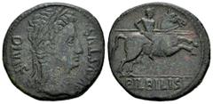 Celtiberian Coins Bilbilis. Augustus period. Unit. 27 BC - 14 AD. Calatayud (Zaragoza). (Abh-276). (Acip). Anv.: AVGVSTVS. DIV. F. Laureate head of Augustus right. Rev.: Horseman lancing, BILBILIS bel