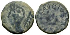 Celtiberian Coins Gades-Gadir. Augustus period. Dupondius. 27 BC - 14 AD. Cadiz. (Abh-1381). Anv.: Head of Hercules left, club behind. Rev.: Simpulum left, (TI.) CLAVIDIVS. (NERO) around. Ae. 19,39 g.