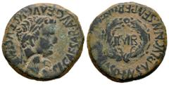 Celtiberian Coins Turiaso. Augustus period. Unit. 27 BC - 14 AD. Tarazona (Zaragoza). (Abh-2455). Anv.: TI. CAESAR. AVG. F. AVGVSTVS. IMP. P.P. around laureate head of Tiberius right. Rev.: II. VIR wi