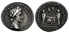 Roman Imperatorial Augustus. Denarius. 7-6 a. C. Lugdunum. (Ffc-22). (Ric-207). (Cal-852). Anv.: CAESAR AVGVSTVS DIVI. F. PATER. PATRIE, his laureate head right. Rev.: C.L. CAESARES AVGVSTI. F. COS. D