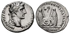 Roman Imperatorial Augustus. Denarius. 7-6 a. C. Lugdunum. (Ffc-22). (Ric-207). (Cal-852). Anv.: CAESAR (AVGVSTVS DIVI. F).PATER. PATRIAE, his laureate head right. Rev.: (C.L. C)AESARES AVGVSTI. F. CO