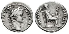 Roman Imperial Tiberius. Denarius. 14-37 AD. Lugdunum. (Ric-I 26). (Bmcre-34). (Rsc-16). Anv.: (TI) CAESAR DIVI AVG F AVGV(STVS), laureate head to right. Rev.: PONTIF MAXIM, Livia as Pax seated to rig