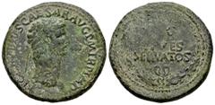 Roman Imperial Claudius. Sestertius. 41-42 AD. Rome. (Ric-I 96). (Bmcre-115). (C-39). Anv.: TI C(LA)VDIVS CAESAR AVG P M TR P IMP, laureate head to right. Rev.: (EX S C O)B (CI)VES SERVATOS in four li