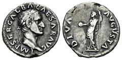 Roman Imperial Galba. Denarius. July 68 - January 69 AD. Rome. (Ric-186). (Bmcre-8/9). (Rsc-55). Anv.: IMP SER GALBA CAESAR AVG, laureate head right. Rev.: DIVA AVGVSTA, Livia standing left, holding p