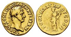 Roman Imperial Trajan. Aureus. 98 AD. Rome. (Ric-14). (Cal-1072). Anv.: IMP CAES NERVA TRAIAN AVG GERM. Laureate head to right. Rev.: PONT MAX TR POT COS II. Fortuna standing to left, holding rudder o
