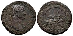 Roman Imperial Trajan. Sestertius. 111 AD. Rome. (Ric-II 463). (Bmcre-873). Anv.: IMP (CAES NERVAE) TRAIANO AVG GER DAC P M TR P COS V P P, laureate head to right, slight drapery on far shoulder. Rev.