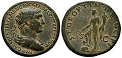 Roman Imperial Trajan. Sestertius. 98-117 AD. Rome. (Ric-504). (Woytek-200f/1º). Anv.: IMP CAES NERVAE TRAIANO AVG GER DAC P M TR P COS V P P. Laureate, draped and cuirassed bust right. Rev.: S P Q R 