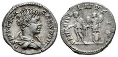 Roman Imperial Geta. Denarius. 200-202 AD. Rome. (Ric-IV 18). (Bmcre-234). (Rsc-157b). Anv.: P SEPT GETA CAES PONT, bare-headed and draped bust to right. Rev.: PRINC IVVENTVTIS, prince standing to lef