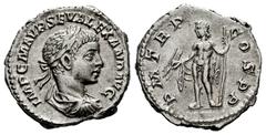 Roman Imperial Severus Alexander. Denarius. 222 AD. Rome. (Ric-IV 5). (Bmcre-16/18). (Rsc-204). Anv.: IMP C M AVR SEV ALEXAND AVG, laureate and draped bust to right. Rev.: P M TR P COS P P, Jupiter st