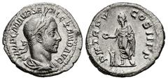 Roman Imperial Severus Alexander. Denarius. 226 AD. Rome. (Ric-IV 55). (Bmcre-373). (Rsc-289). Anv.: IMP C M AVR SEV ALEXAND AVG, laureate and draped bust to right. Rev.: P M TR P V COS II P P, Empero