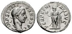 Roman Imperial Severus Alexander. Denarius. 228-231 AD. Rome. (Ric-IV 208). (Bmcre-501/2). (Rsc-191). Anv.: IMP SEV ALEXAND AVG, laureate head to right. Rev.: PERPETVITATI AVG, Perpetuitas (or Securit