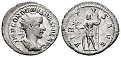 Roman Imperial Gordian III. Antoninianus. 240 AD. Rome. (Ric-39). (Rsc-383). Anv.: IMP CAES M ANT GORDIANVS AVG, radiate, draped and cuirassed bust to right. Rev.: VIRTVS AVG, Virtus standing facing, 