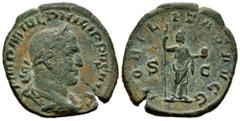 Roman Imperial Philip I. Sestertius. 244-249 AD. Rome. (Ric-155a). Anv.: IMP M IVL PHILIPPVS AVG. Rev.: NOBILITAS AVGG / S C. Ae. 14,17 g. Flan crack. Choice VF. Est...200,00. Spanish description: Fil
