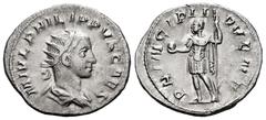 Roman Imperial Philip II. Antoninianus. 244-246 AD. Rome. (Ric-218d). (Rsc-48). Anv.: M IVL PHILIPPVS CAES. Radiate, draped and cuirassed bust to right. Rev.: PRINCIPI IVVENT. Prince standing to left,