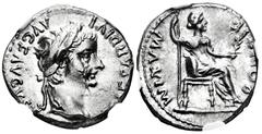 Roman Imperial NGC - Ch AU 4/5, 4/5 | Tiberius. Denarius. 14-37 AD. Lugdunum. (Spink-1763). (Ric-30). (Rsc-16b). Anv.: TI CAESAR DIVI AVG F AVGVSTVS. Laureate head of Tiberius right. Rev.: PONTIF MAXI