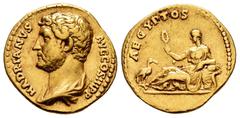 Roman Imperial Barehead and draped bust | Hadrian. Aureus. 134-138 AD. Rome. (Ric-II 3). Anv.: HADRIANVS AVG COS III PP. Bare head and bust draped complete to left. Rev.: AEGYPTOS, Egypt reclining lef
