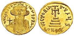Byzantine Empire Constants II. Solidus. 651-654 AD. Constantinople. Office 6th. (Sear-956). Anv.: d N CONStANtINЧS PP AV. Crowned and draped frontal bust, with long beard, holding cruciferous globe. R