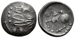 Greek Coins Lower Danube. Uncertain tribe. Tetradrachm. 2nd century BC. 'Sattelkopfpferd' type, imitating the types of Philip II of Macedon. (Dembski-1227 var.). (Lanz-650). (Tesorillo-Celt. Danubio 7