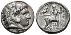 Greek Coins Kingdom of Macedon. Philip III Arrhidaios. Tetradrachm. 323-317 BC. Side. (Price-P125A). (Tesorillo-Side 1, Plate Coin). Anv.: Head of Herakles right, wearing lion skin. Rev.: Zeus Aëtopho
