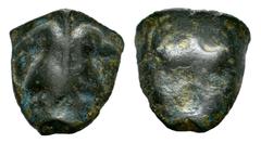 Greek Coins Sicily. Akragas. Tetras or Trionkion. 450 BC. (CNS-I 6). (Hgc-2, 127). (Tesorillo-Sicilia 1, Plate Coin). Anv.: Two eagle foreparts back to back; [AK] below. Rev.: Crab; [RA or PA] below. 