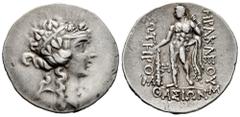 Greek Coins Thrace Islands. Thasos. Tetradrachm. 148-90/80 BC. (Le Rider-Thasiennes 52). (Sng Cop-1039). (Tesorillo-Tracia 25, Plate Coin). Anv.: Head of Dionysos to right, wearing ivy wreath. Rev.: H