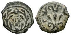 Greek Coins Judaea. Valerius Gratus. Prutah. RY 3 = 16/17 CE. Jerusalem. Struck under Tiberius. (TJC-321). (Rpc-I 4961). (Tesorillo-Proc. Roma 1, Plate Coin). Anv.: IOYΛIA in two lines within wreath. 