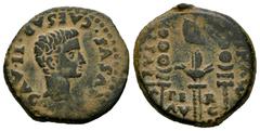 Celtiberian Coins Italica. Time of Tiberius. Half unit. 14 - 36 AD. Santiponce (Sevilla). (Abh-1596). (Tesorillo-Italica 29, Plate Coin). Anv.: DRVSVS. CAESAR. TI. AVG. F. Bare head of Drusus right. R