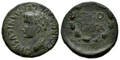 Celtiberian Coins Segobriga. Time of Caligula. Half unit. 37-41 AD. Saelices (Cuenca). (Abh-2192). (Acip-3242). (Tesorillo-Segobriga 9, Plate Coin). Anv.: C. CAESAR. AVG. GERMANICVS. IMP. around head 